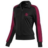 adidas Women's adi Firebird Track Top, Black/ Sharp Red, Medium