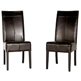 Baxton Furniture Studios Lia Leather Club Accent Chair, Dark Brown, Set of 2 by Baxton Furniture Studios