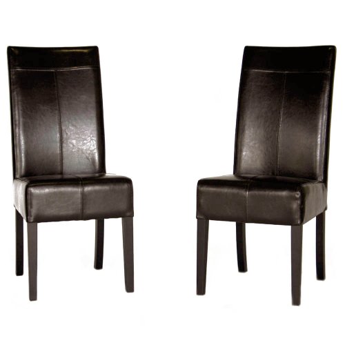 Baxton Furniture Studios Lia Leather Club/Accent Chair, Dark Brown, Set of 2