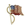 Gold Plated USA Flag Rhinestone Brooch Pin