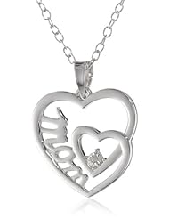 DiAura Sterling Silver Diamond-Accent Mom Heart Pendant Necklace