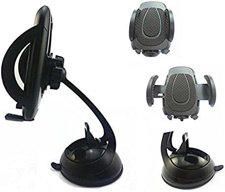 Universal 360 Degrees Rotation Car Phone Mount Clip Holder Metal GooseNeck For Windshield &amp; Dashboard For All Mobile Phones IPhone Samsung Galaxy GPS PDA (Black)