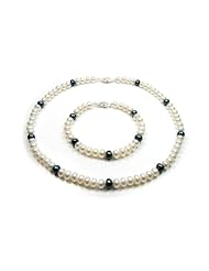 Blue Pearls - Cultured Pearl Necklace and Bracelet Set - BPS 0217 Y