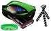 Neoprene Sleeve (Forrest Green) Case and Premium Tripod for Flip Mino Camcorder Black