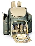 31-Piece Backpack Picnic Set for 4 With Duel Detachable Wine Carriers - Green