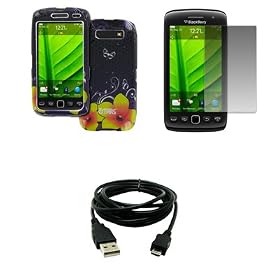 EMPIRE BlackBerry Torch 9850 9860 Purple with Yellow Flowers Design Hard Case Cover + Screen... by