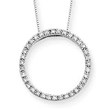 14K White Gold 1/4 ct. Diamond Circle Pendant with Chain