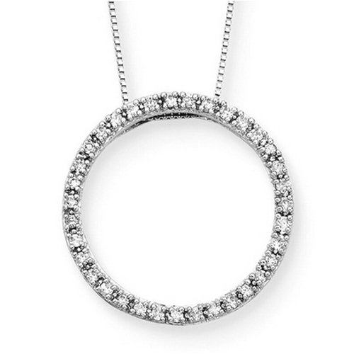 14K White Gold 1/4 ct. Diamond Circle Pendant with Chain