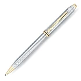 Cross Townsend Medalist Ball-Point Pen In Polished Chrome and 23 Karat Gold Plate