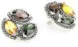Judith Jack Yellow and Green Semi Precious Button Earrings
