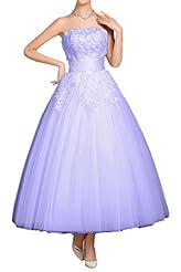 Girls Strapless Satin Floor Length Lace Prom Dress/Quinceanera Dress 