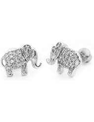 14k Gold Plated 925 Silver Children Elephant Children Screwback Earring Baby, Toddler, Kids & Children