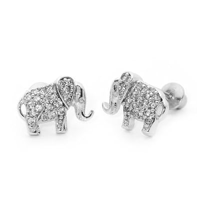 Cheap Girls Jewelry 14k Gold Plated 925 Silver Children Elephant Children Screwback Earring Baby, Toddler, Kids & Children For Sale