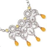 SILVER W/YELLOW AND WHITE CZ NECKLACE 16"