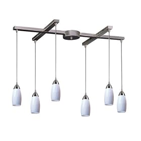 Milan - 6 Light Kitchen Island Pendant Track Lighting Fixture - Brushed Nickel - White...