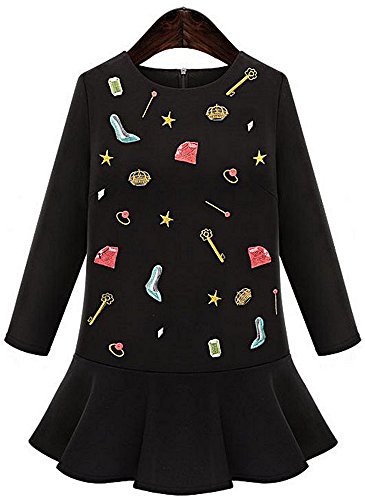 ワンピース ミニスカート ブラック 黒 シンプル デート 長袖 カジュアル キュート エレガンス レディース 冬物 春物 可愛いスカーフ付き R797