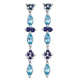10K White Gold 1 ct. Blue Topaz and 1/5 ct. Sapphire Drop Earrings