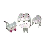 Ideal for a Teddy Tea Party - Wooden Dolly Seating Area: Dolls Pram, Sofa, Chair, Table. A Very Special Gift for a Very Special Girl. Ideal Gift For a 3 Year Old Girl