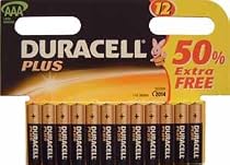 Duracell Plus AAA Batteries 12 Pack