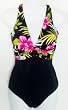 Marsol Missy 1PC Midriff Twist Swimsuit Black/BlackPink Print Sizes 9/10 - 15-16