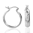Sterling Silver Engraved Hoop Earrings