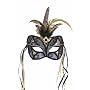 Forum Lace Half Mask With Feathers, Black/Gold, On&hellip Unknown
