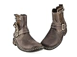 Round Mens Boots with Zipper By Lobo Solo - Cimarron Brown - Greasy Cowhide Leather - Handmade - Sizes From 6.5 to 11.5