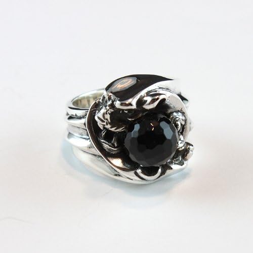Panthers Grip Onyx Sterling Silver Ring (Size 11)