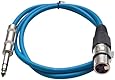 Seismic Audio - SATRXL-F3 - Blue 3' XLR Female to 1/4" TRS Patch Cable