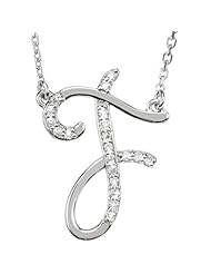 Sterling Silver Diamond Initial Necklace "F" -- LIFETIME WARRANTY