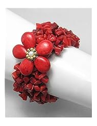 Flower Cotton Waxed Thread Semi GemStones Bracelet In Brass