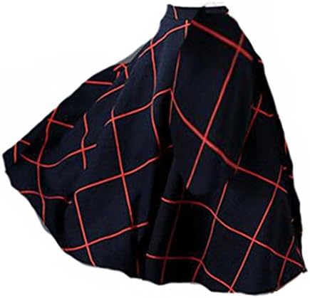 Women's Fashionable Joker Plaid Skirts Expansion Skirted Long Skirt (Medium, Navy Blue)
