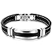 Jstyle Stainless Steel Mens Black Silicone Braceles for Men