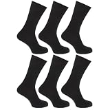 FLOSO® Mens Ribbed Non Elastic Top 100% Cotton Socks (Pack of 6)