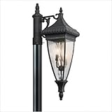 Venetian Rain Post Lantern in Black/Gold