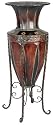 Tuscan Old World Metal Planter Vase with Stand
