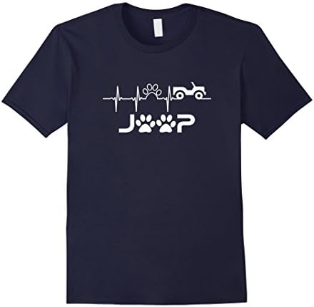 Men's Jeep Dog Lover T-Shirt Jeep Paw Heartbeat Shirt Large Navy