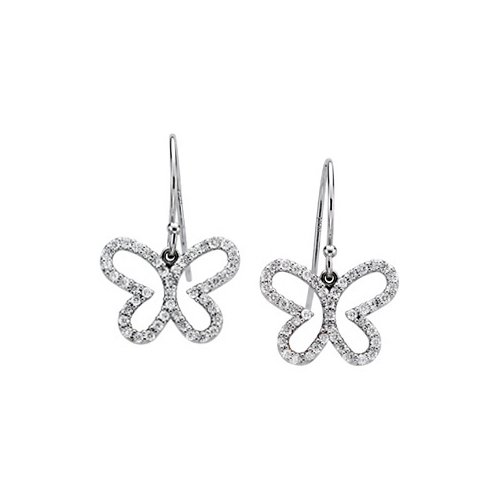 41X7pWPcRnL 14K White Golden 3/8 ct. Diamond Butterfly Earrings