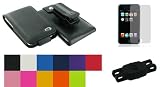 Assorted Colors - Hybrid Leather Nylon Case with Belt Clip for Generation 2 iPod Touch 2 8gb 16gb 32gb MP3 Player + Bonus Young Micro Shoe Silicone Pouch for Nike+ Sensor (iPod Touch 8 gb 16 gb 32 gb NOT included)