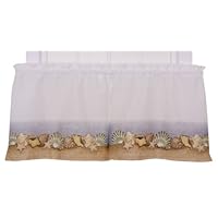 Ellis Curtain Kitchen Collection Sea Shells 60 by 36-Inch Tailored Tier Curtains, White