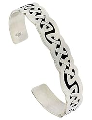 Sterling Silver Celtic Design Cuff Bangle 3/8 inch wide,