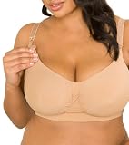 Bella Materna Women's Full Cup Ruched Clip Nursing Bralet, Nude, 34G/H
