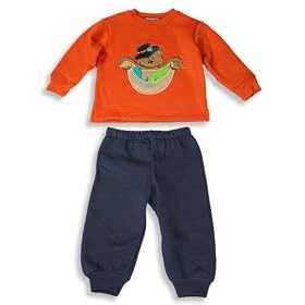 Picture Me by Austin & Ashley - Toddler Boys Long Sleeved Fleece Pant Set, Rust, Navy