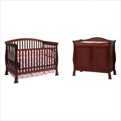 DaVinci M3201C / K5152C Thompson 4-in-1 Convertible Crib Nursery Set with Toddler Rail in Cherry