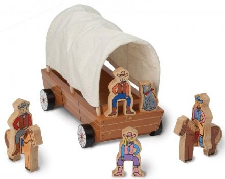 41X7uxL loL Jack Rabbit Creations Classic Wooden Toy Magnetic Covered Wagon Set