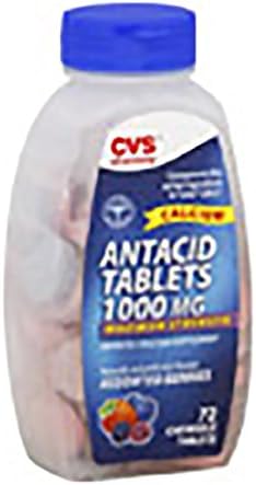 CVS Pharmacy Calcium Antacid Tablets 1000 Mg Extra Maximum Strength Assorted Berries 72 Chewable Tablets.