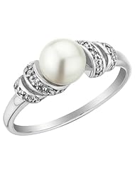 Fresh Water Pearl Ring with Diamonds in 10K White Gold