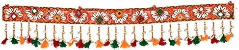 Banderwal Handmade Door Hanging Door Décor Toran Door Sign Tapestry for Subh Labh Good Luck Prosperity From Holy Shrine (91 Cm X 15 Cm, Wa107)