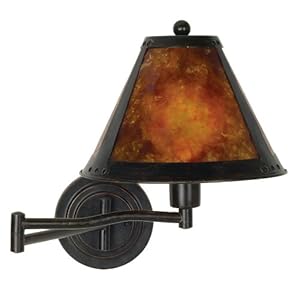 Bronze and Mica Plug-In Swing Arm Wall Lamp