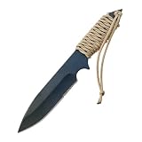 Ontario Knife Company RAK, Tan Cord Wrapped Handle, Black Blade, ComboEdge, Fixed Blade